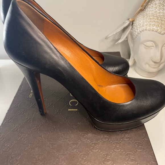 Black Gucci Platform Round Toe Black Stilettos Size 39 - Picture 2 of 9